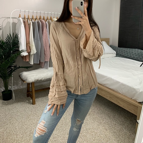 NEW Almond Peasant Blouse - Picture 6 of 6